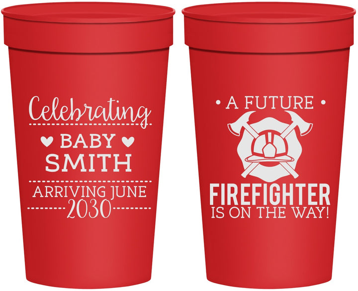 Personalized Baby Shower 32 oz Stadium Cups - Future Firefighter | 90048
