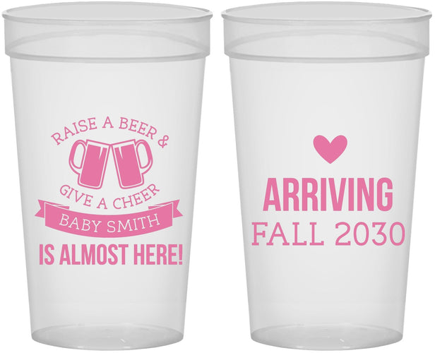 Personalized Baby Shower 32 oz Stadium Cups - Raise A Beer | 90049