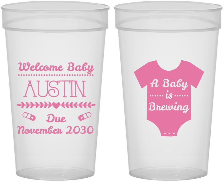 Personalized Baby Shower 32 oz Stadium Cups - Baby Is Brewing | 90050