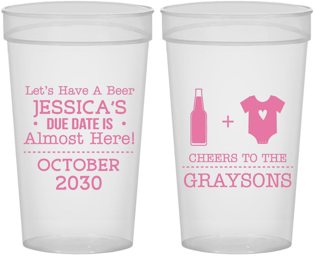 Personalized Baby Shower 32 oz Stadium Cups - Due Date Almost Here | 90052
