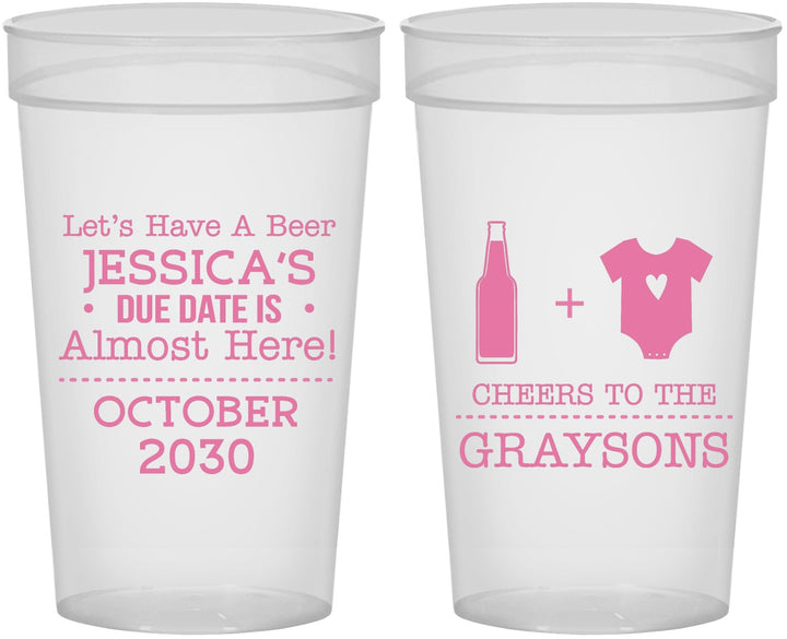 Personalized Baby Shower 32 oz Stadium Cups - Due Date Almost Here | 90052