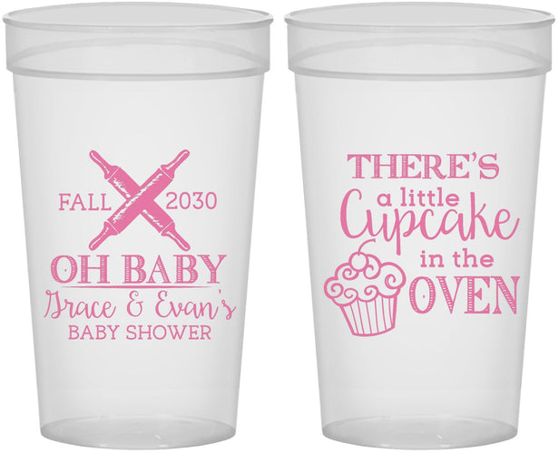 Personalized Baby Shower 32 oz Stadium Cups - Cupcake In The Oven | 90059