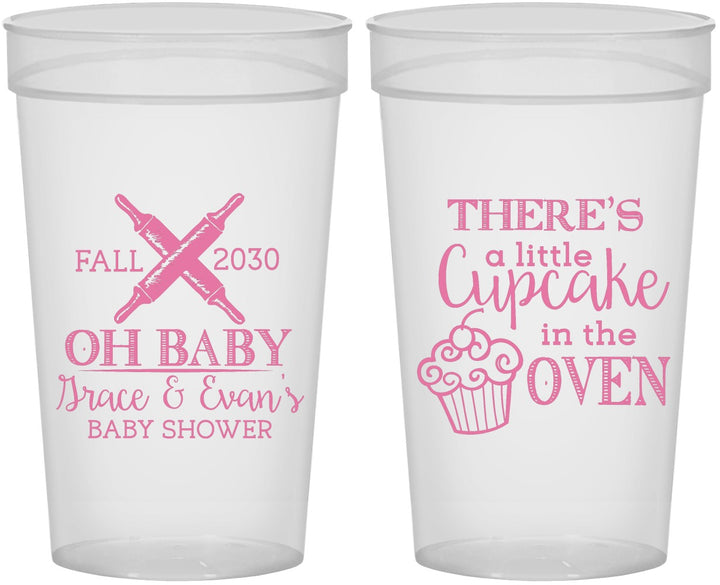 Personalized Baby Shower 32 oz Stadium Cups - Cupcake In The Oven | 90059