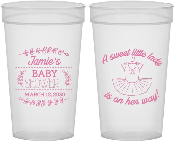 Personalized Baby Shower 32 oz Stadium Cups - Sweet Little Lady | 90061