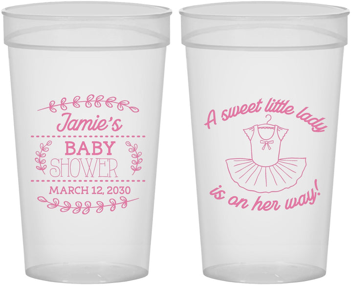 Personalized Baby Shower 32 oz Stadium Cups - Sweet Little Lady | 90061