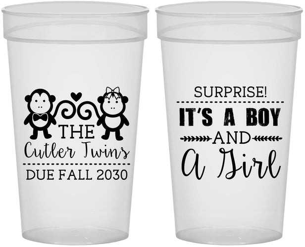 Personalized Baby Shower 32 oz Stadium Cups - Gender Reveal Boy Or Girl | 90063