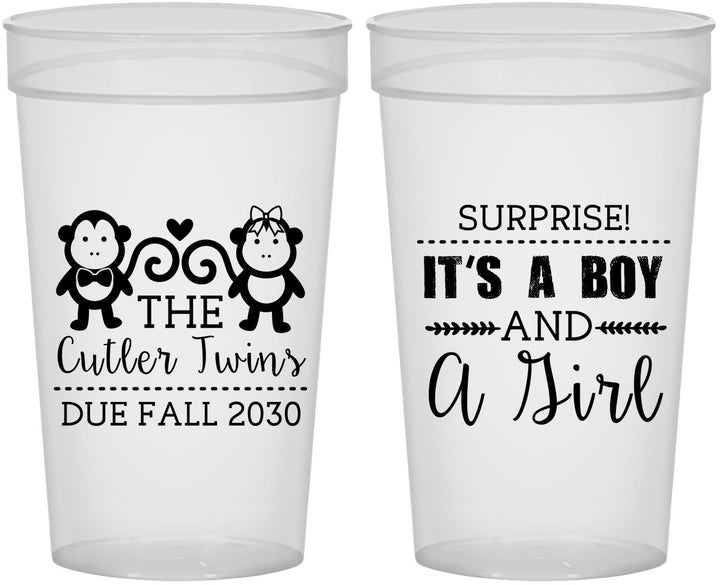 Personalized Baby Shower 32 oz Stadium Cups - Gender Reveal Boy Or Girl | 90063
