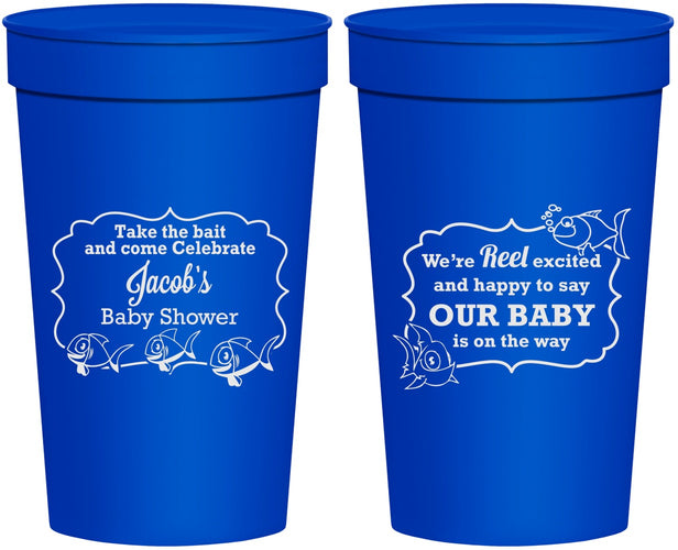 Personalized Baby Shower 32 oz Stadium Cups - Fish | 90075