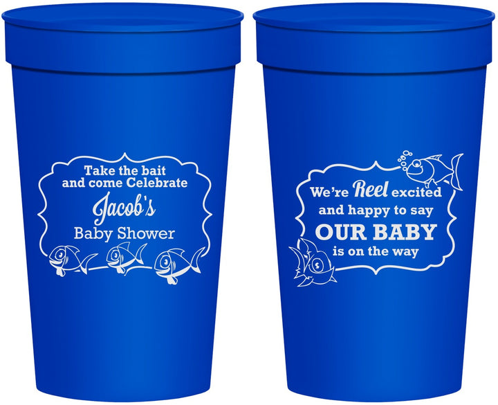 Personalized Baby Shower 32 oz Stadium Cups - Fish | 90075