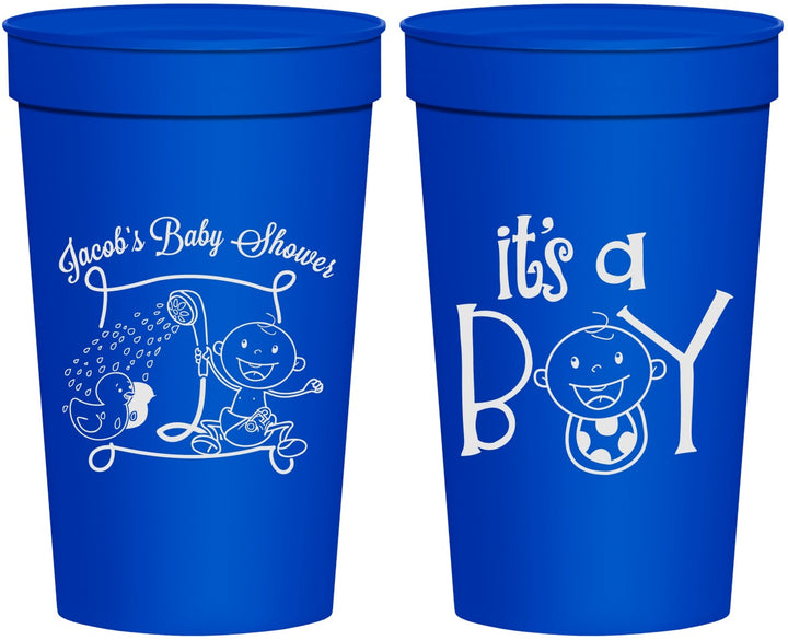 Personalized Baby Shower 32 oz Stadium Cups - It’s A Boy | 90076