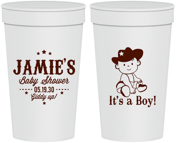 Personalized Baby Shower 32 oz Stadium Cups - Cowboy It’s A Boy | 90078
