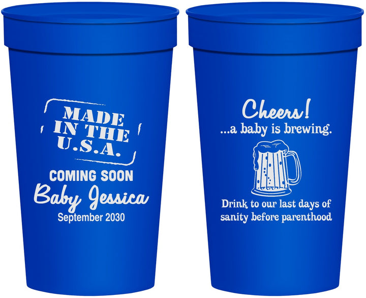 Personalized Baby Shower 32 oz Stadium Cups - Made In The Usa | 90079