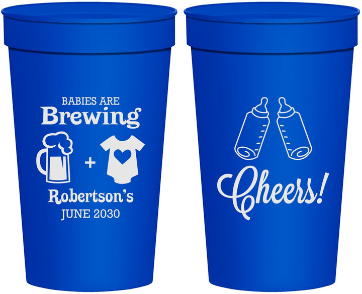 Personalized Baby Shower 32 oz Stadium Cups - Babies Are Brewing | 90080