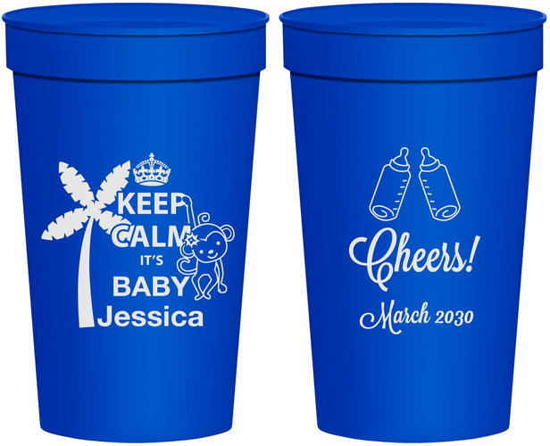 Personalized Baby Shower 32 oz Stadium Cups - Baby Monkey | 90082