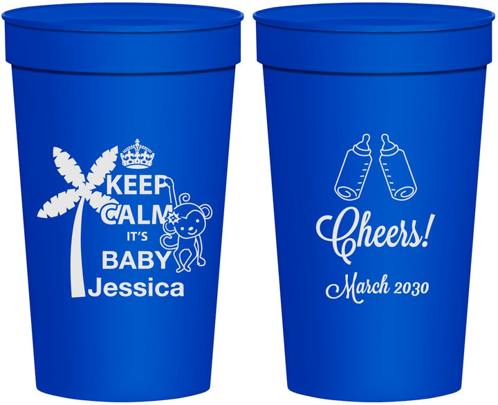 Personalized Baby Shower 32 oz Stadium Cups - Baby Monkey | 90082