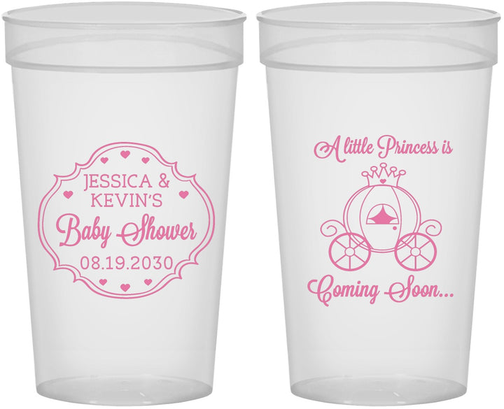 Personalized Baby Shower 32 oz Stadium Cups - Princess Coming Soon | 90085