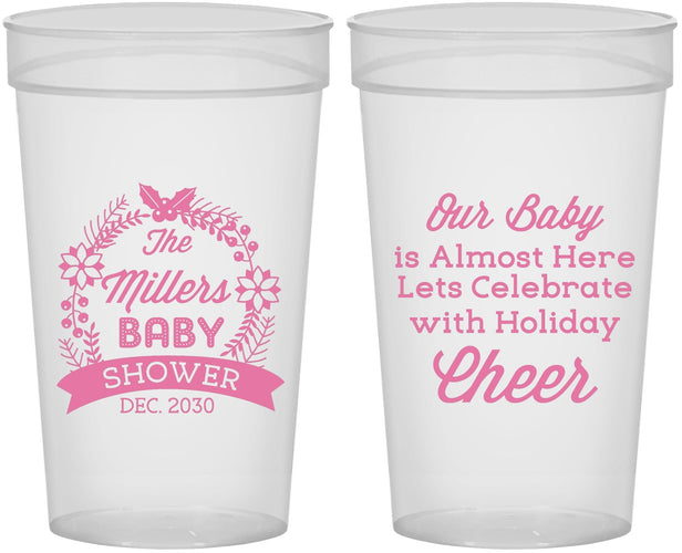 Personalized Baby Shower 32 oz Stadium Cups - Holiday | 90086