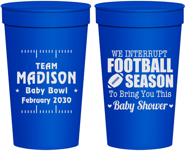Personalized Baby Shower 32 oz Stadium Cups - Football | 90091