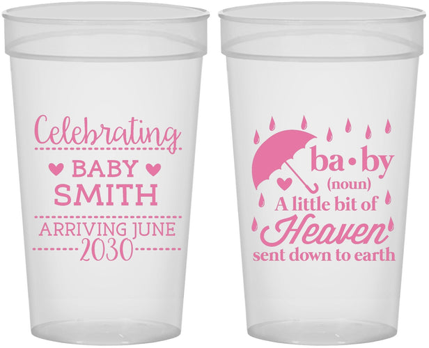Personalized Baby Shower 32 oz Stadium Cups - Little Bit Of Heaven | 90095
