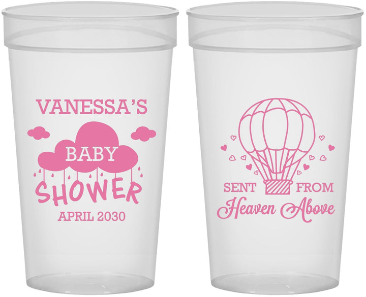 Personalized Baby Shower 32 oz Stadium Cups - Hot Air Balloon | 90097