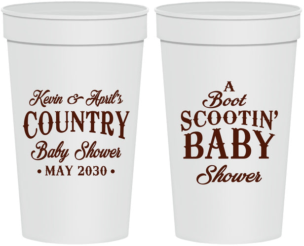 Personalized Baby Shower 32 oz Stadium Cups - Boot Scootin | 90100