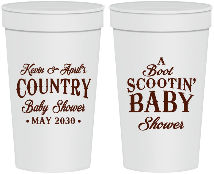 Personalized Baby Shower 32 oz Stadium Cups - Boot Scootin | 90100