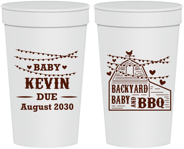 Personalized Baby Shower 32 oz Stadium Cups - Baby And Bbq | 90101