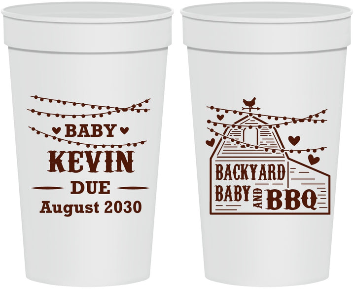 Personalized Baby Shower 32 oz Stadium Cups - Baby And Bbq | 90101