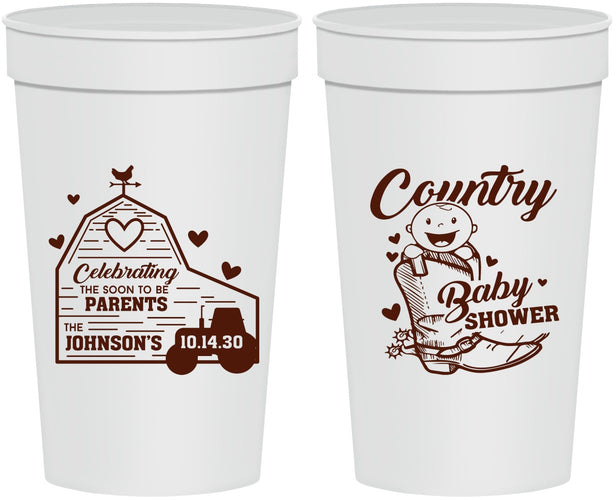 Personalized Baby Shower 32 oz Stadium Cups - Farm Tractor Country | 90102