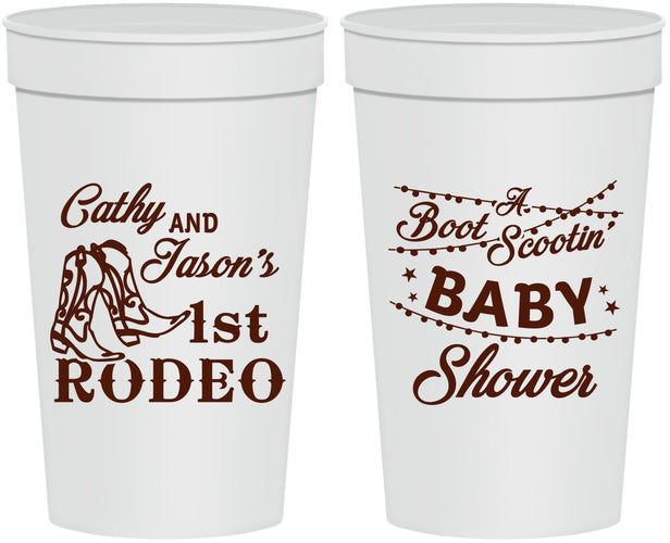 Personalized Baby Shower 32 oz Stadium Cups - Rodeo Boot Scootin | 90103