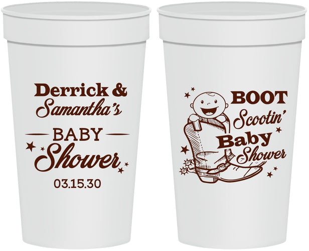 Personalized Baby Shower 32 oz Stadium Cups - Boot Scootin | 90106