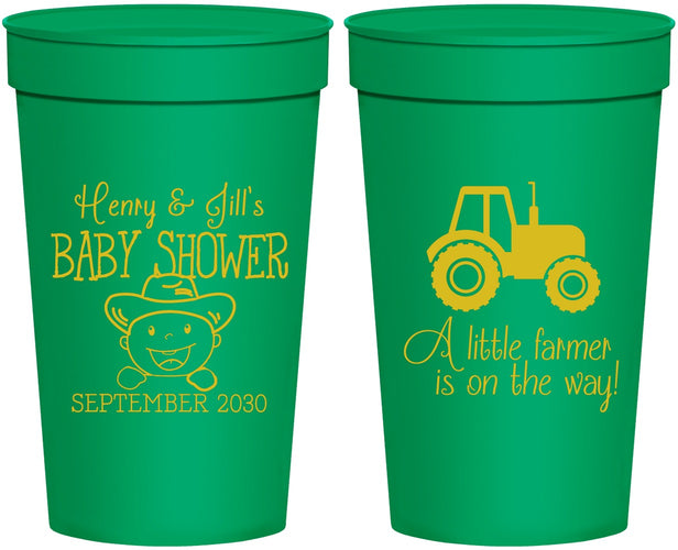 Personalized Baby Shower 32 oz Stadium Cups - Little Farmer | 90108
