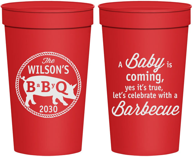 Personalized Baby Shower 32 oz Stadium Cups - Bbq | 90110