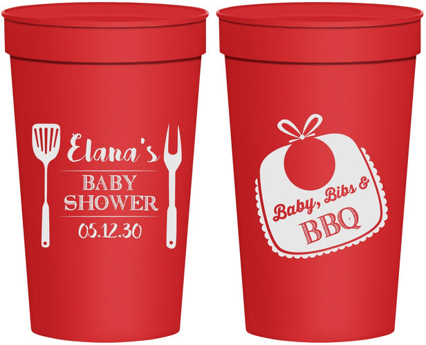 Personalized Baby Shower 32 oz Stadium Cups - Beers Bbq Babies | 90114