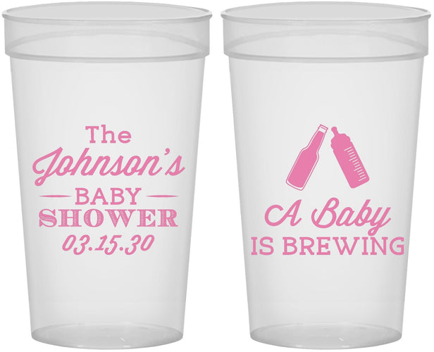 Personalized Baby Shower 32 oz Stadium Cups - Baby Is Brewing | 90116