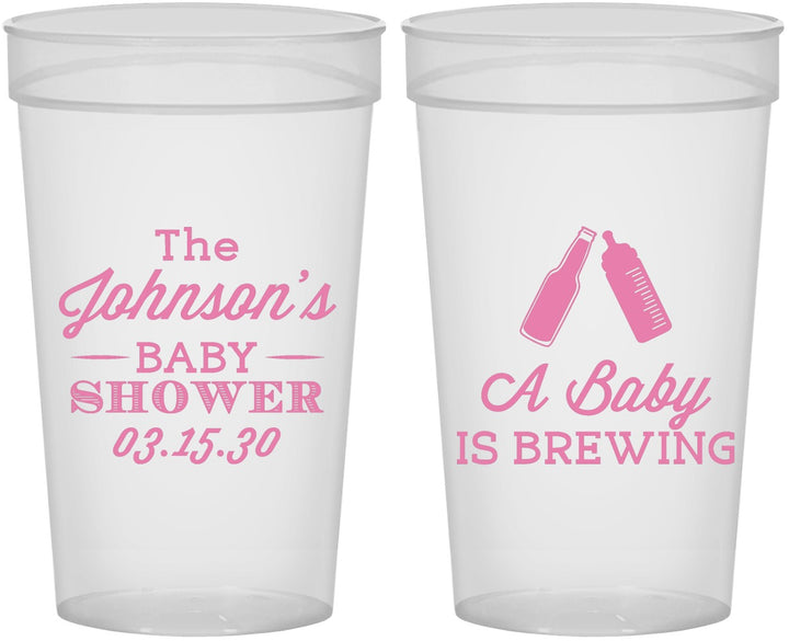Personalized Baby Shower 32 oz Stadium Cups - Baby Is Brewing | 90116