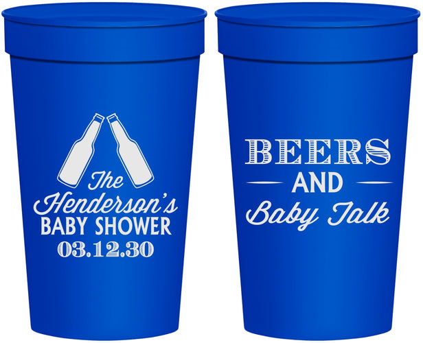 Personalized Baby Shower 32 oz Stadium Cups - Beers And Baby Talk | 90117