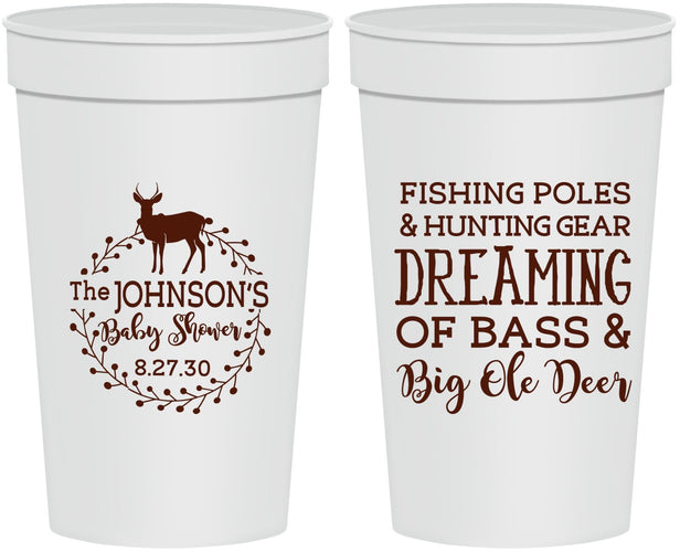 Personalized Baby Shower 32 oz Stadium Cups - Fishing Hunting | 90119