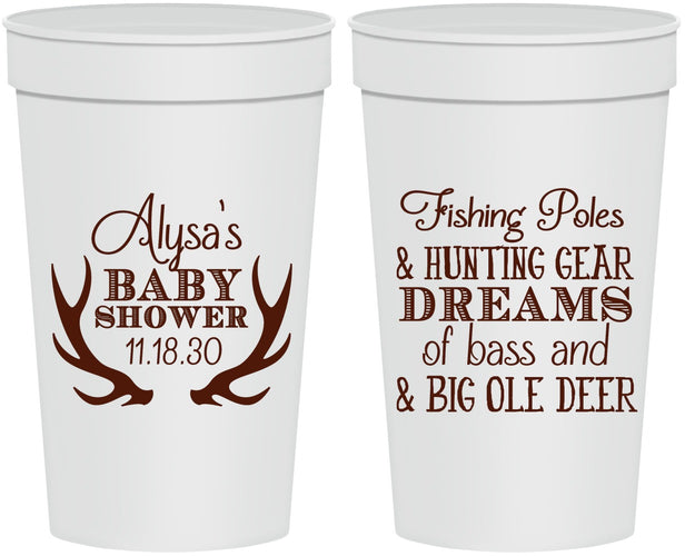 Personalized Baby Shower 32 oz Stadium Cups - Bass Deer | 90120