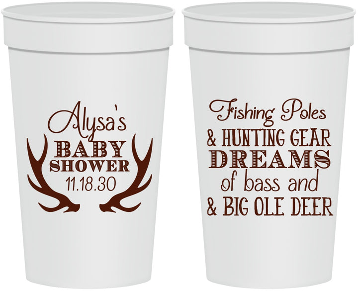 Personalized Baby Shower 32 oz Stadium Cups - Bass Deer | 90120