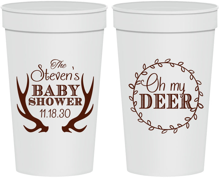 Personalized Baby Shower 32 oz Stadium Cups - Oh My Deer Christmas | 90121