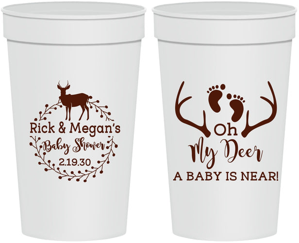 Personalized Baby Shower 32 oz Stadium Cups - Oh My Deer | 90123