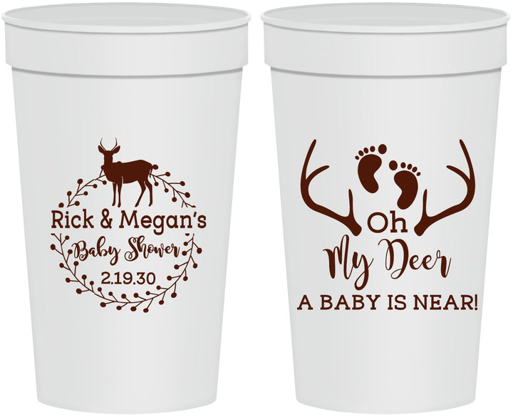 Personalized Baby Shower 32 oz Stadium Cups - Oh My Deer | 90123