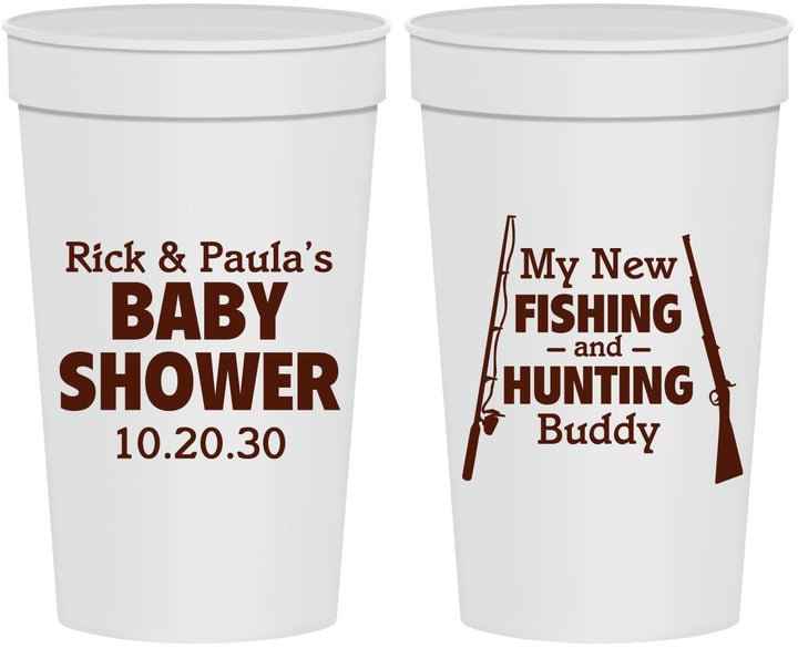 Personalized Baby Shower 32 oz Stadium Cups - Fishing Hunting | 90126