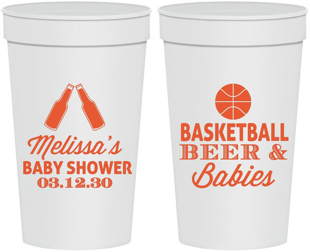 Personalized Baby Shower 32 oz Stadium Cups - Basketball Beer Babies | 90134