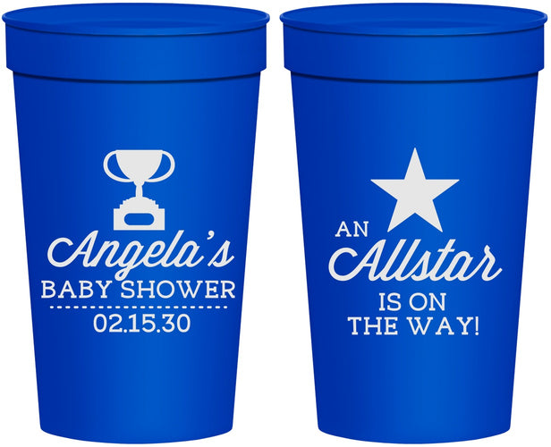 Personalized Baby Shower 32 oz Stadium Cups - Allstar On The Way | 90140