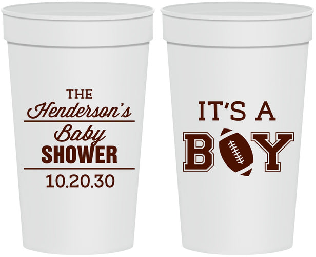 Personalized Baby Shower 32 oz Stadium Cups - Football | 90142