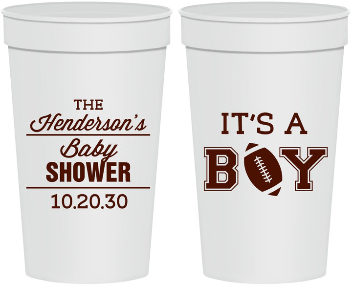 Personalized Baby Shower 32 oz Stadium Cups - Football | 90142
