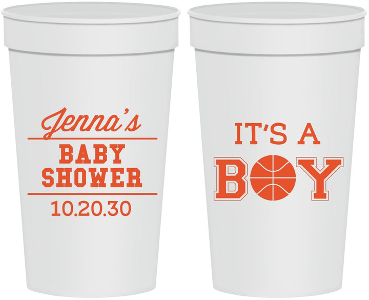 Personalized Baby Shower 32 oz Stadium Cups - Basketball Its A Boy | 90144