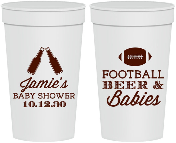 Personalized Baby Shower 32 oz Stadium Cups - Football Beer Babies | 90147